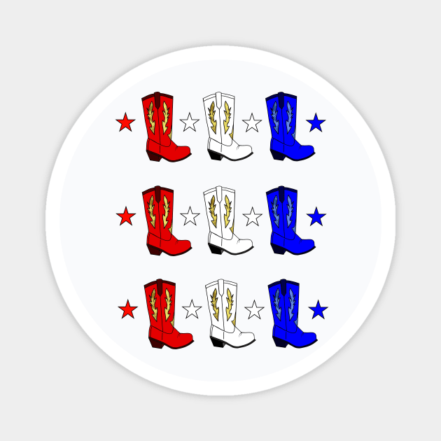RED White Blue USA Cowboy Boots Magnet by SartorisArt1